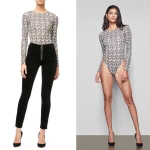 Good American Snakeskin Print Crew Neck Bodysuit